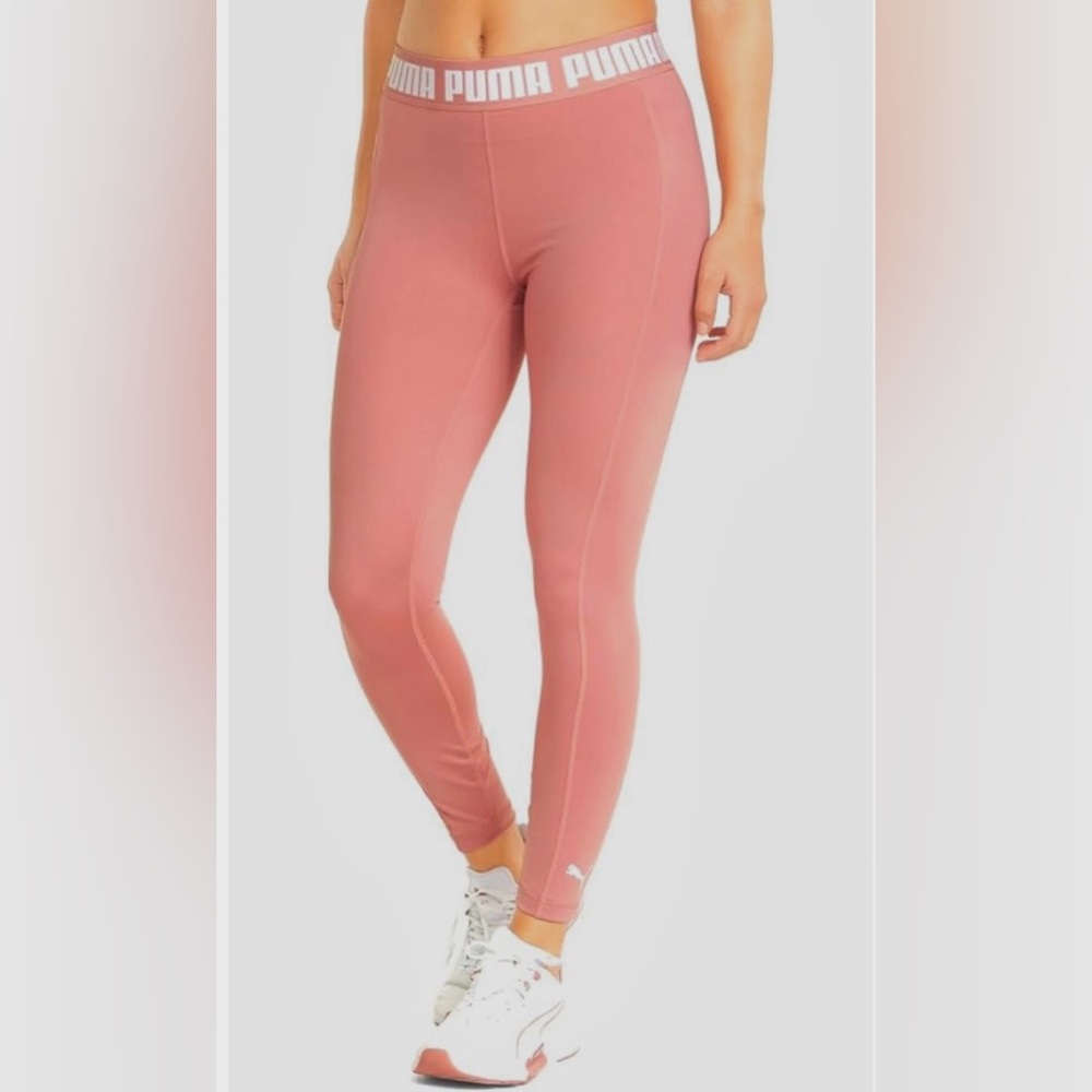 PUMA Train Strong High Waisted Leggings Pink DryCell Athletic Workout Pants Sz L